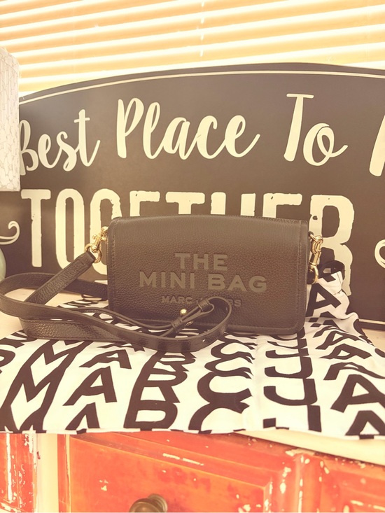 Marc Jacobs Handbags - Marc Jacobs Black 'The Mini Bag' Leather Crossbody with Gold Hardware